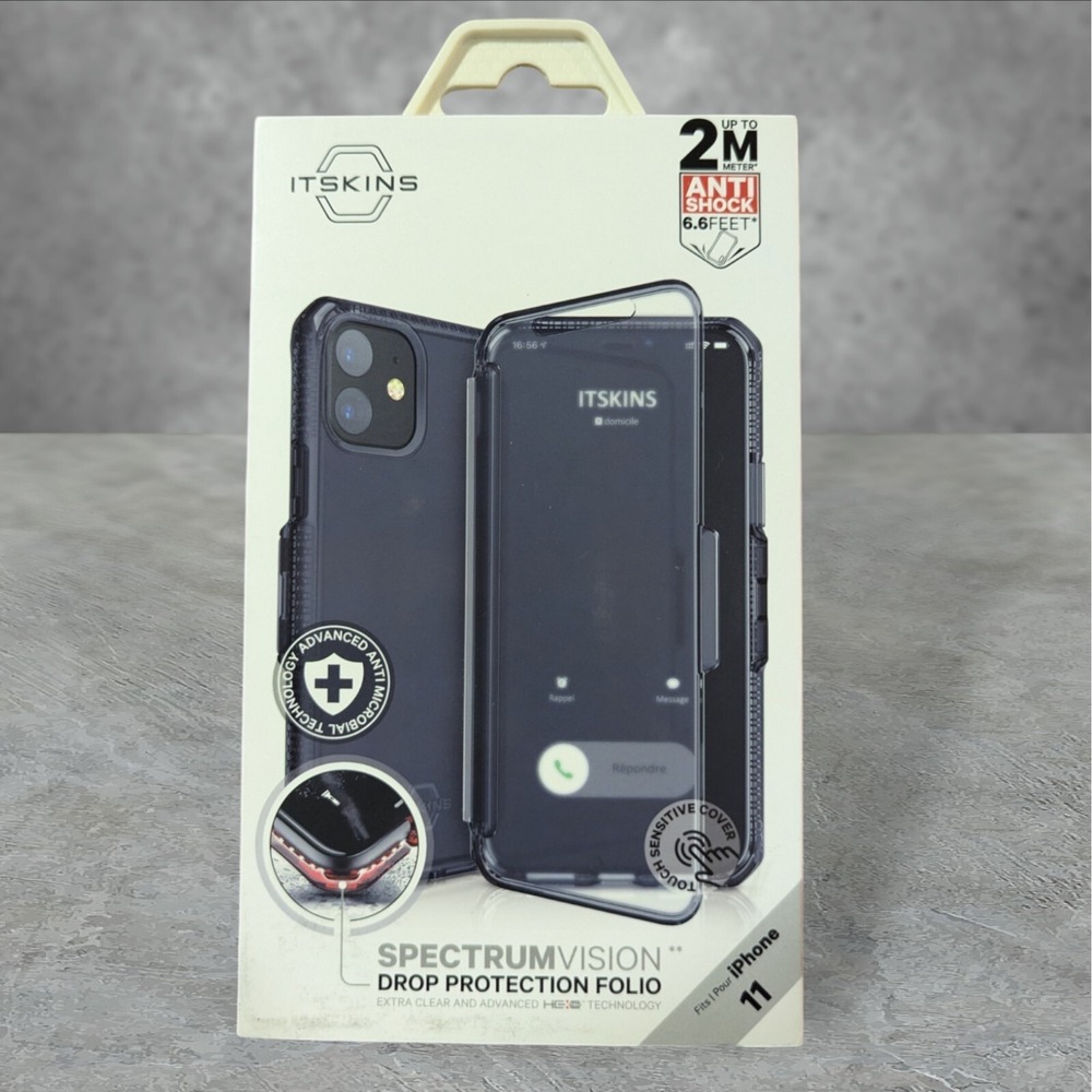 Itskins Spectrum Vision Folio For Apple iPhone 11 Black/Clear See Description T1